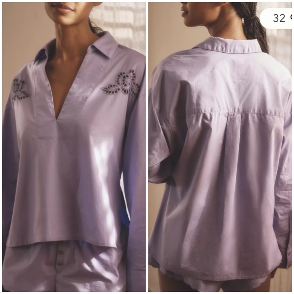 NWT By Anthropologie Popover Top in lavender S